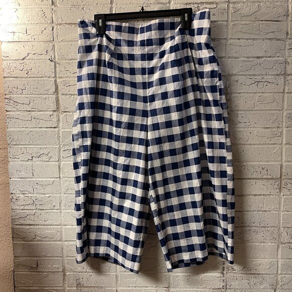 Lane Bryant Blue Gingham Capri Pants Size 24 | Fully Lined Pull-On - Picture 1 of 10